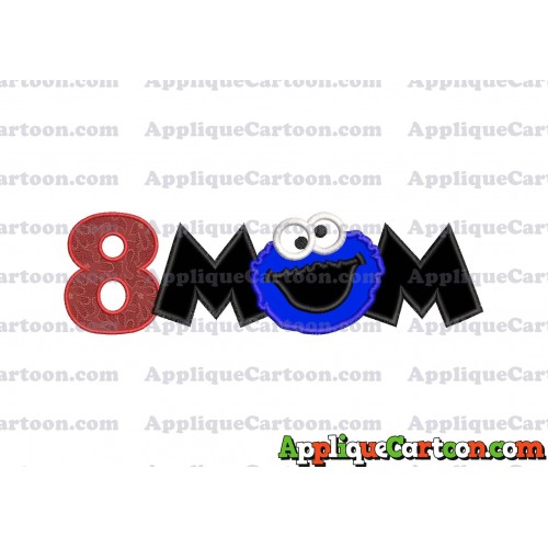 Mom Cookie Monster Applique Embroidery Design Birthday Number 8