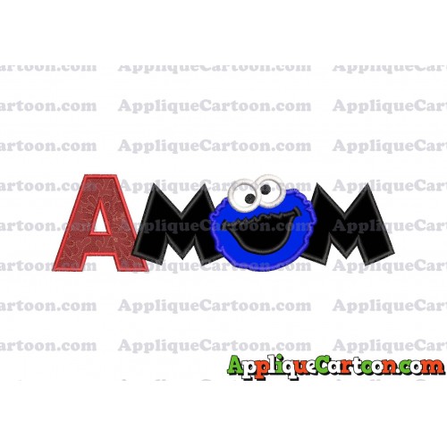 Mom Cookie Monster Applique Embroidery Design With Alphabet A