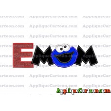 Mom Cookie Monster Applique Embroidery Design With Alphabet E