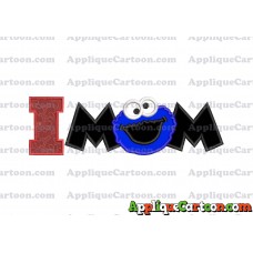 Mom Cookie Monster Applique Embroidery Design With Alphabet I