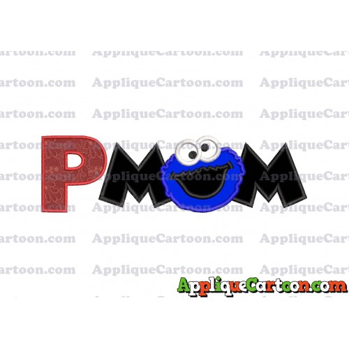 Mom Cookie Monster Applique Embroidery Design With Alphabet P