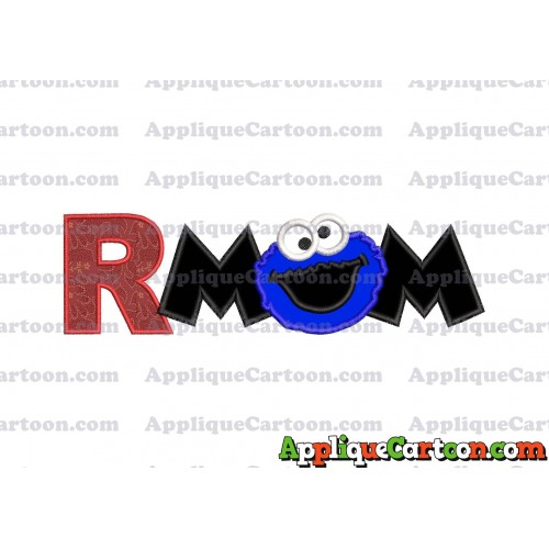 Mom Cookie Monster Applique Embroidery Design With Alphabet R