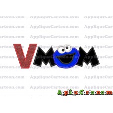 Mom Cookie Monster Applique Embroidery Design With Alphabet V