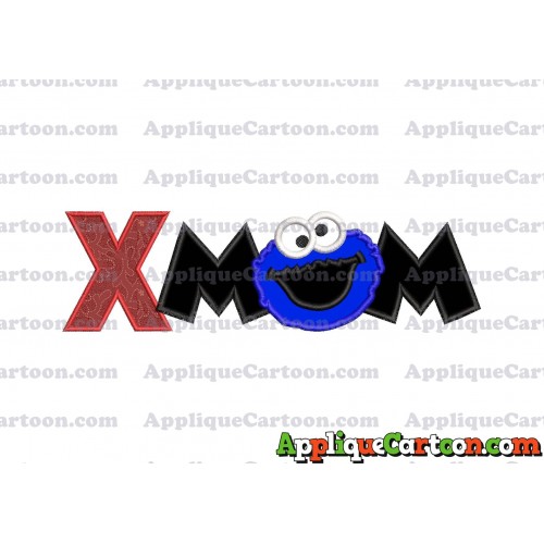 Mom Cookie Monster Applique Embroidery Design With Alphabet X