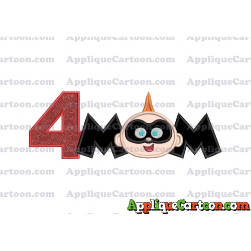 Mom Jack Jack Parr The Incredibles Applique Embroidery Design Birthday Number 4