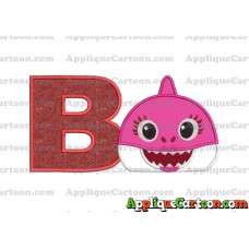 Mommy Shark Head Applique Embroidery Design With Alphabet B