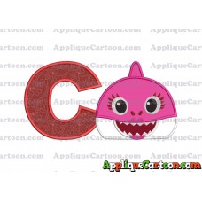 Mommy Shark Head Applique Embroidery Design With Alphabet C