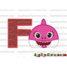Mommy Shark Head Applique Embroidery Design With Alphabet F