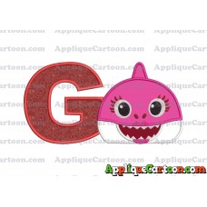 Mommy Shark Head Applique Embroidery Design With Alphabet G