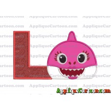 Mommy Shark Head Applique Embroidery Design With Alphabet L