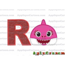 Mommy Shark Head Applique Embroidery Design With Alphabet R