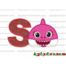 Mommy Shark Head Applique Embroidery Design With Alphabet S