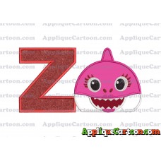 Mommy Shark Head Applique Embroidery Design With Alphabet Z