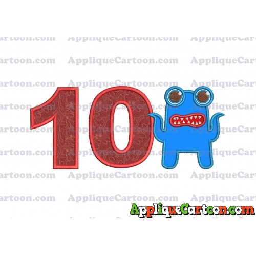 Monster Applique Embroidery Design Birthday Number 10