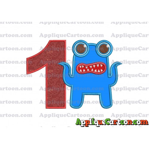 Monster Applique Embroidery Design Birthday Number 1