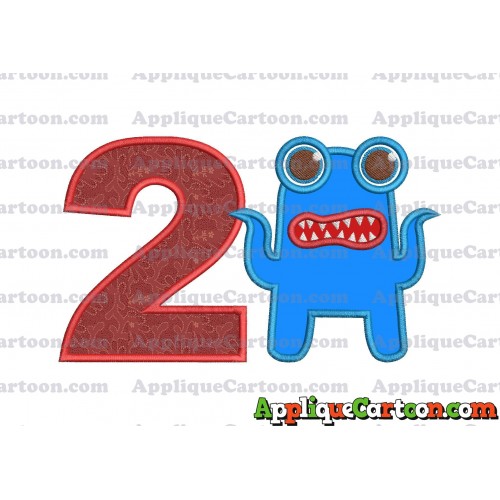 Monster Applique Embroidery Design Birthday Number 2