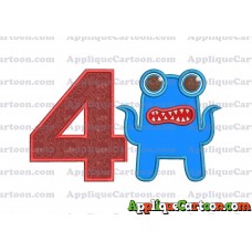 Monster Applique Embroidery Design Birthday Number 4