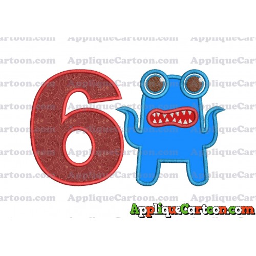Monster Applique Embroidery Design Birthday Number 6