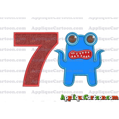Monster Applique Embroidery Design Birthday Number 7