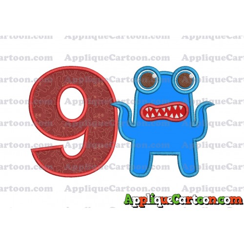 Monster Applique Embroidery Design Birthday Number 9