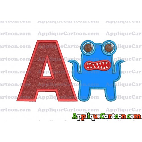 Monster Applique Embroidery Design With Alphabet A