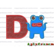Monster Applique Embroidery Design With Alphabet D