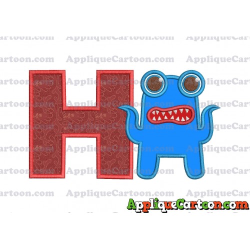 Monster Applique Embroidery Design With Alphabet H