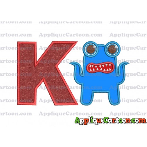Monster Applique Embroidery Design With Alphabet K