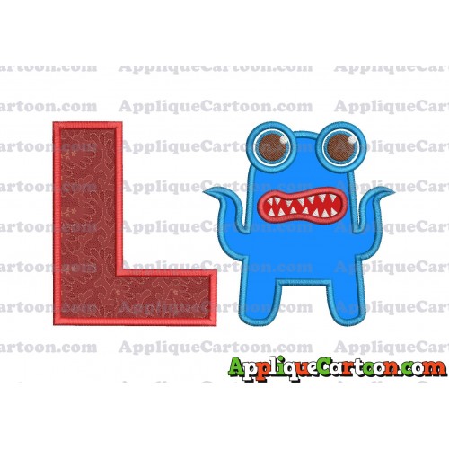 Monster Applique Embroidery Design With Alphabet L