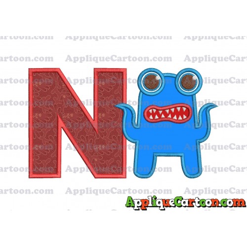 Monster Applique Embroidery Design With Alphabet N