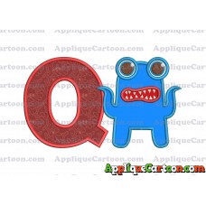 Monster Applique Embroidery Design With Alphabet Q
