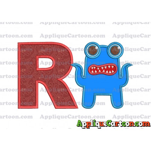 Monster Applique Embroidery Design With Alphabet R