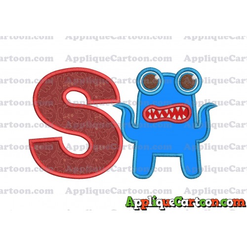 Monster Applique Embroidery Design With Alphabet S