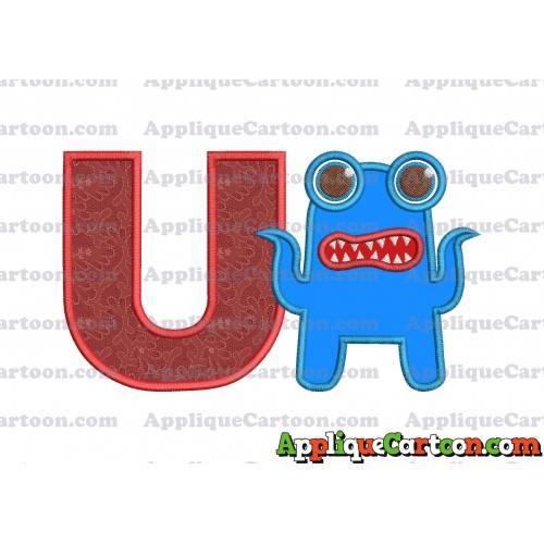 Monster Applique Embroidery Design With Alphabet U
