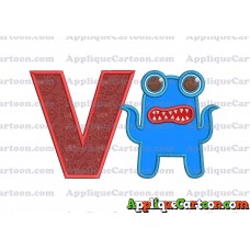 Monster Applique Embroidery Design With Alphabet V