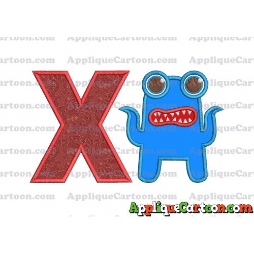 Monster Applique Embroidery Design With Alphabet X