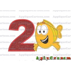 Mr Grouper Bubble Guppies Applique Embroidery Design Birthday Number 2