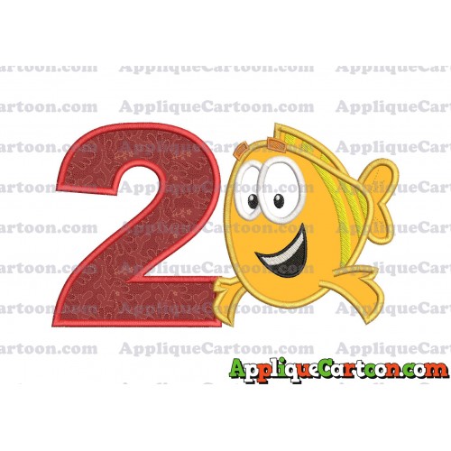Mr Grouper Bubble Guppies Applique Embroidery Design Birthday Number 2