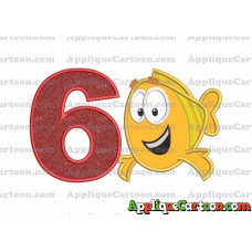 Mr Grouper Bubble Guppies Applique Embroidery Design Birthday Number 6