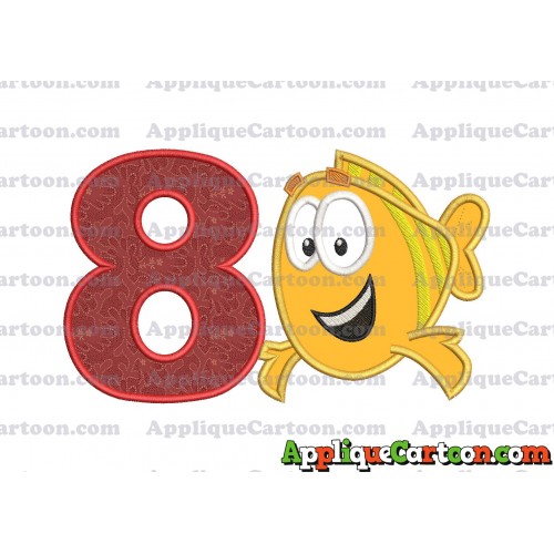 Mr Grouper Bubble Guppies Applique Embroidery Design Birthday Number 8