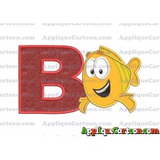 Mr Grouper Bubble Guppies Applique Embroidery Design With Alphabet B