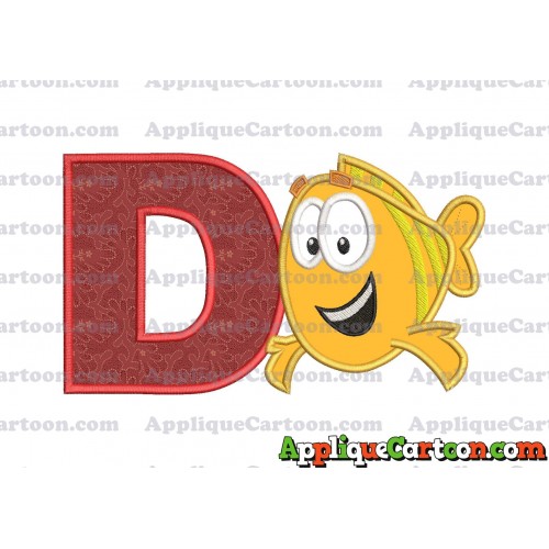 Mr Grouper Bubble Guppies Applique Embroidery Design With Alphabet D