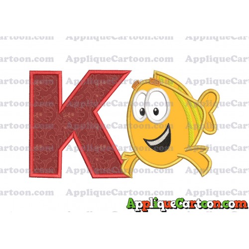 Mr Grouper Bubble Guppies Applique Embroidery Design With Alphabet K