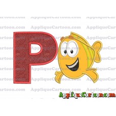 Mr Grouper Bubble Guppies Applique Embroidery Design With Alphabet P