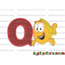 Mr Grouper Bubble Guppies Applique Embroidery Design With Alphabet Q