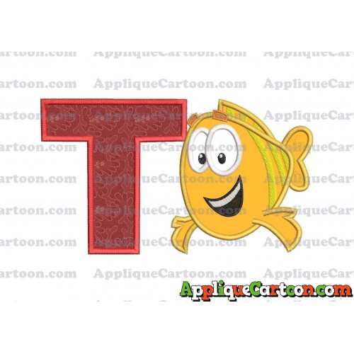 Mr Grouper Bubble Guppies Applique Embroidery Design With Alphabet T