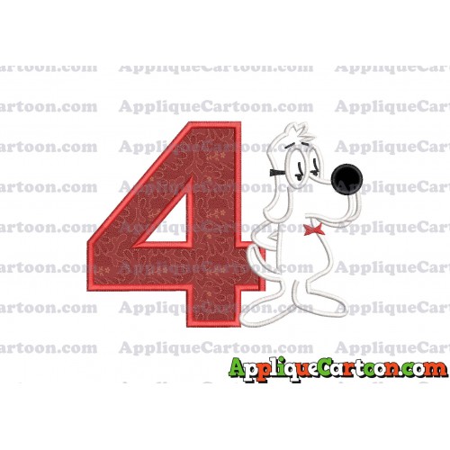 Mr Peabody and Sherman Applique Embroidery Design Birthday Number 4