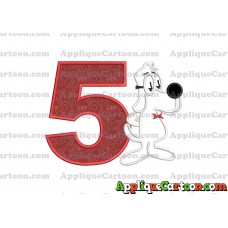 Mr Peabody and Sherman Applique Embroidery Design Birthday Number 5