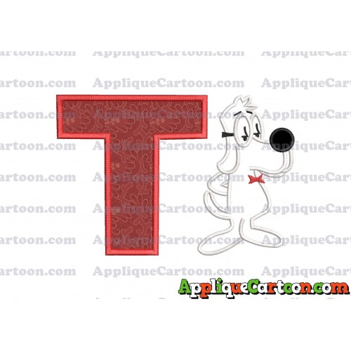 Mr Peabody and Sherman Applique Embroidery Design With Alphabet T