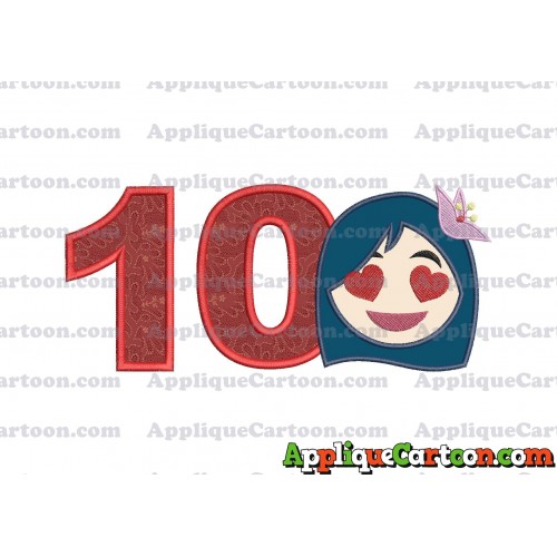 Mulan Emoji Applique Embroidery Design Birthday Number 10
